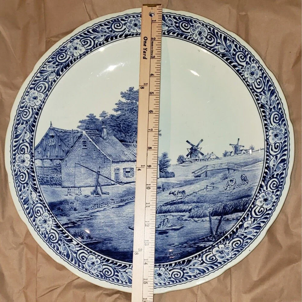 Delft ~ Royal Sphinx by Boch ~ Holland ~ J. Sonneville Large Platter 15 1/2”